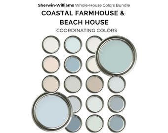 Sherwin Williams Coastal Bundle | 2 Whole House Palettes | Beach House & Coastal Farmhouse Paint Colors | 30% OFF | Soft Blue White Guide