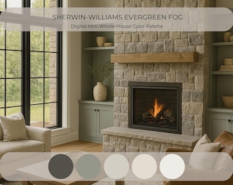 Evergreen Fog Coordinating Colors | Sherwin Williams Mini Whole Home Paint Palette | 9130 (Instant Download)
