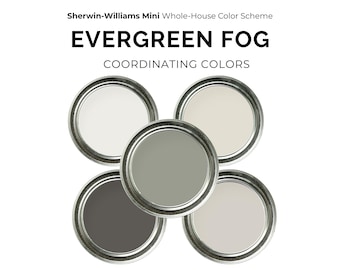 Sherwin Williams Evergreen Fog Palette SW 9130 | 5 Color Mini Paint Scheme | Sage Green Organic Modern | Whole House Interior Design PDF