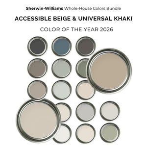 Universal Khaki SW 6150, Color of the Year 2026, Accessible Beige SW 7036, Whole House Paint Palette Bundle, 17 Coordinating Colors, 30% OFF