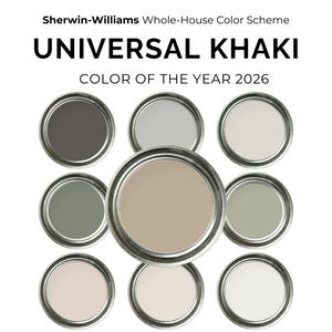 シャーウィン・ウィリアムズ ユニバーサルカーキ SW 6150 | 2026年カラー・オブ・ザ・イヤーパレット | 温かみのあるオーガニックモダンペイントカラー | 家全体のインテリアガイド
