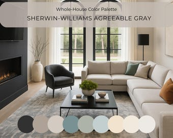 Sherwin Williams Agreeable Gray Palette SW 7029 | Best Greige Paint Colors | Whole House Scheme | Modern Organic & Transitional Home