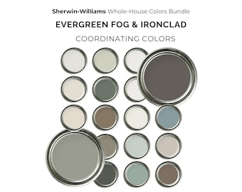 Sherwin Williams Bundle | Evergreen Fog & Ironclad Palettes | 2 Whole House Collections | 30% OFF | Organic Modern Sage | Charcoal Guide