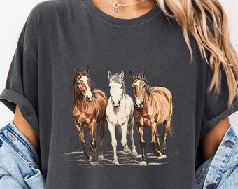 Comfort Colors Western Horses Shirt, Horse Sweatshirt, Western Shirt, Horse Lover Shirt, Horse Lover Gift, Gift For Women, Country Shirt