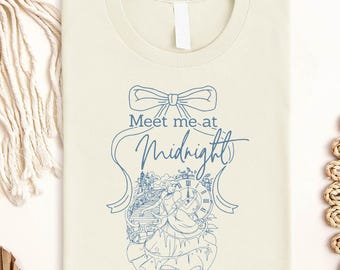 Meet Me At Midnight Shirt, Romantic Midnight Dance Tee, Whimsical Fairytale Clock T-Shirt, Aesthetic Love Story Graphic Sweatshirt