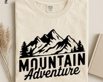 Mountain Adventure Shirt, Hiking Comfort Colors Tee, Minimalist Alpine Forest Graphic, Camping Trip Tee,Outdoorsy Nature Lover Top for Women