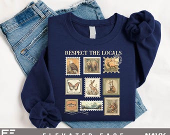 Respect The Locals Shirt, Wildlife Graphic Tee, Nature Lover T-Shirt, Animal Conservation Top, Vintage Hiking Camping Shirt, Outdoorsy Tee
