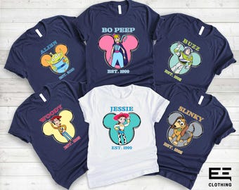 Camiseta de Toy Story de Disney, sudadera para el viaje a Disneyland, camiseta de la película Toy Story de Pixar, camiseta de perro Slinky de Woody, Bo, Peep, Jessie, Alien, Buzz Lightyear