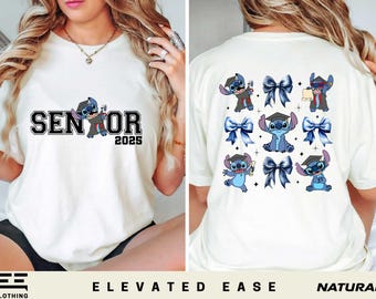 Disney Stitch Graduation Coquette Bow Shirt, Stitch Senior 2025 T-shirt, Disneyland Graduation Party Sweatshirt, Disney Senior Trip Tee
