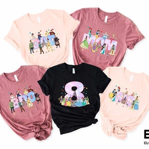 Camiseta familiar de cumpleaños de princesas de Disney, camiseta de cumpleaños de Disney personalizada, camiseta de fiesta de cumpleaños de princesas, camiseta familiar de Disney, camiseta de fiesta de cumpleaños