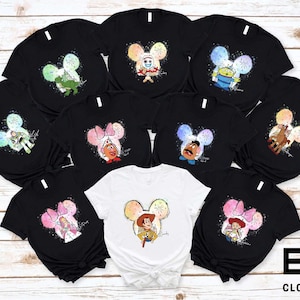Watercolor Mickey Head Toy Story All Character T-shirt, Disney Trip Sweatshirt, Woody Jessie Bo Peep Buzz Lightyear Slinky Dog Rex Shirt
