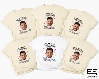 Custom Birthday Shirt with Face and Name, Funny Photo Birthday Party Tee, Personalized Celebration T-Shirt, Custom Name Group Birthday Gift
