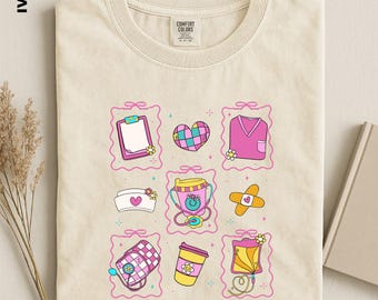 Nurse Shirt for Women, Retro Medical Comfort Colors Tee, Coquette Nursing Graphic, Healthcare Worker Gift, Cute Pink Nurse Graduation Outfit