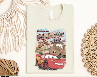 Retro Radiator Springs T-shirt, Cars Movie Sweatshirt, Lightning McQueen And Tow Mater Shirt, Disney Cars Characters Sweater,Disney Trip Tee