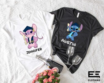 Custom Stitch Graduation 2025 Shirt, Stitch And Angel T-shirt, Disney Graduate Sweatshirt, Disneyland Senior Sweater, Class Of 2025 Tee