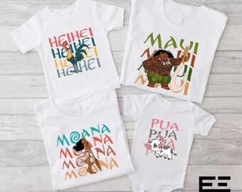 Disney Moana Characters Shirt, Disneyland Family Trip T-shirt, HeiHei Maui Pua Moana Sweatshirt, Disney Kids Tee, Disney World Vacation Tee