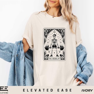Komfortfarben Das Kreuzheben Shirt, Kreuzheben Tarot-Karte Sweatshirt, Fitness Shirt, Gym T-Shirt, lustiges Fitnessstudio Shirt, Tarot Karte Shirt, Heben Shirt
