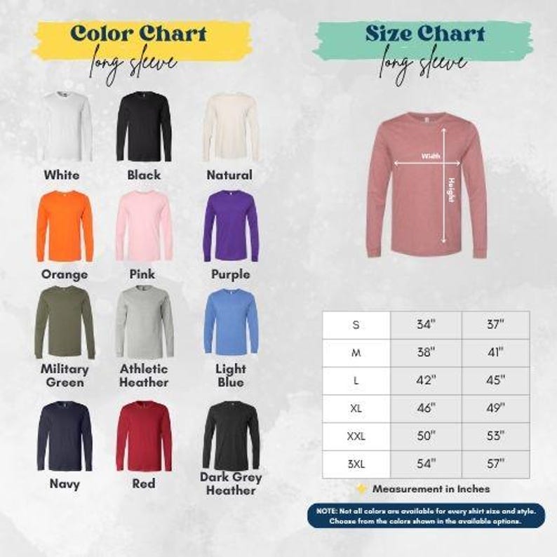 men's long sleeve t - shirt sizes chart
