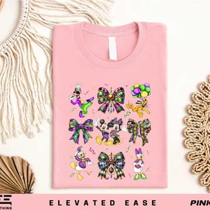 Mickey And Friends Mardi Gras Carnival Shirt, Coquette Bows Mardi Gras Shirt, Disney Trip Shirt, New Orleans Shirt, Disney Mardi Gras Gift