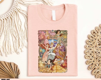 Retro Disney Princess Tarot Card Shirt, Disney Girls Trip Sweatshirt, Belle Aurora Jasmine Cinderella Ariel Rapunzel Snow White T-shirt