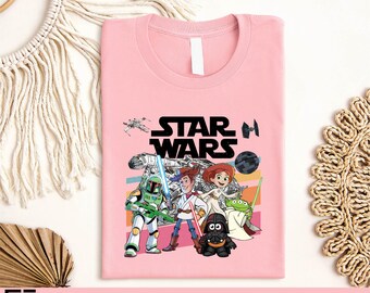 Toy Story Star Wars Mashup T-Shirt, Woody Jessie Buzz Lightyear Star Wars Characters Tee, Pixar Disney Galaxy’s Edge Sweatshirt