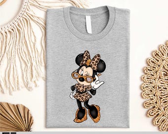 Leopard Minnie Mouse Shirt, Disney Minnie Mouse Sweatshirt, Leopard Women Shirt, Minnie Mouse Pose Shirt, Disney Girl Shirt, Shirt For Women