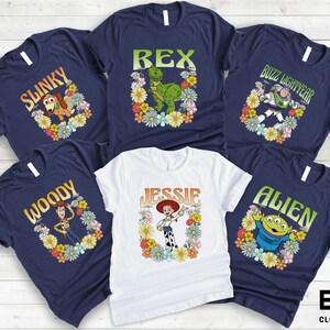 Disney Toy Story Floral Shirt, Pixar Toy Story Characters T-shirt, Disneyland Matching Sweatshirt,Woody Jessie Buzz Lightyear Slinky Dog Tee