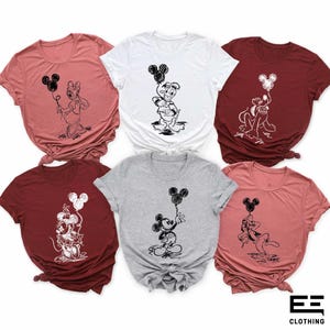 Camiseta con globos de Mickey y sus amigos de Disney, Camiseta con globos para fiesta de cumpleaños en Disneyland, Sudadera familiar de Disney, Camiseta para viaje a Disney, Camiseta infantil de Disney imagen 1