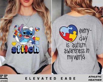 Disney Stitch Autism T-shirt, Everyday Is Autism Awareness In My World Sweatshirt, Disney Autism Awareness Shirt, Autism Puzzle Sweater