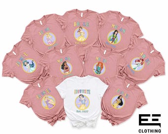 Disney Princess Matching Shirt, All Princess Characters T-shirt, Disney Bounding Sweatshirt, Disneyland Girls Trip Sweater, Ariel Belle Tee