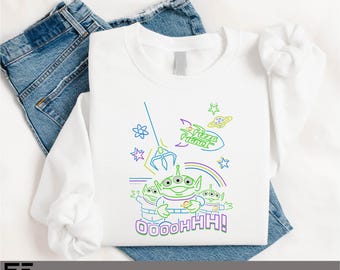 Funny Disney Pixar Toy Story 3 Pizza Planet Aliens Hologram Shirt, Disney Family Trip Sweatshirt, Magic Kingdom Disneyland Vacation Shirt