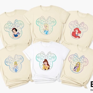 ディズニープリンセスTシャツ、ディズニーバウンディングシャツ、全プリンセスキャラクタースウェットシャツ、ディズニーランドガールズトリップセーター、ディズニーベスティーズシャツ