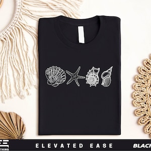 Hand Drawn Seashell T-Shirt, Minimalist Ocean Shell Tee, Vintage Style Coastal Shirt, Summer Beachcore Graphic Sweatshirt, Sea Lover Gift