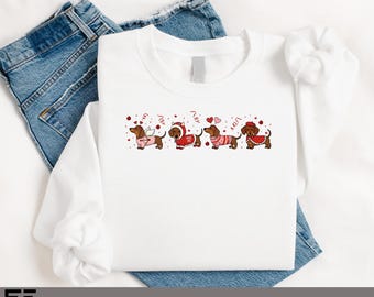Dachshund Valentines Shirt, Wiener Dog Love Tee, Sausage Dog Valentine Gift, Dog Mom Humor Sweatshirt, Lovely Valentine Dog Shirt