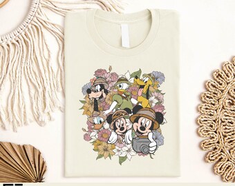 Safari Adventure Disney Shirt, Jungle Mickey Minnie Donald Daisy Goofy Pluto T-Shirt, Floral Explorer Disney Family Vacation Sweatshirt