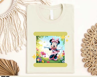 Cute Minnie Mouse Shirt, Disney Girl T-shirt, Disneyland Trip Sweater, Disneyworld Kids Tee, Floral Minnie Baby Bodysuit, Youth Toddler Tee