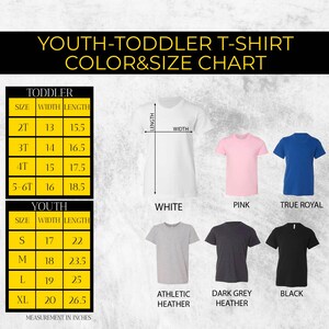a chart showing the sizes of youth's t - shirts