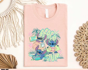 Disney Stitch Beach Bum Shirt, Surfing Lilo And Stitch T-shirt, Disneyland Summer Tee, Disney Beach Sweatshirt, Disney World Vacation Tee