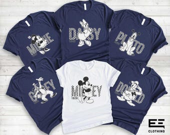Checkered Mickey And Friends Tshirt, Disney 1928 Sweatshirt, Retro Mickey Shirt, Mickey Classic Pose Sweater, Disneyland Trip Tee,WDW Shirt