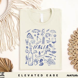 Italia Sketch Foodie Travel Shirt, Italian Summer Tee, Amalfi Coast Vacation Sweatshirt, Ciao Bella Italy T-Shirt, Italy Family Trip Tee