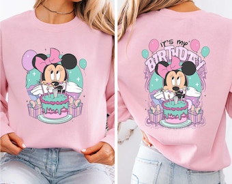 Disney Minnie It's My Birthday Shirt, 2-Sided Minnie Birthday Shirt, Disney Girls Sweatshirt,Disney Birthday Trip T-shirt,Birthday Girl Gift