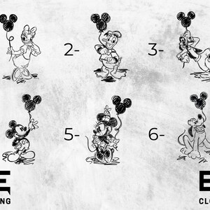 a drawing of mickey mouse and other disney characters