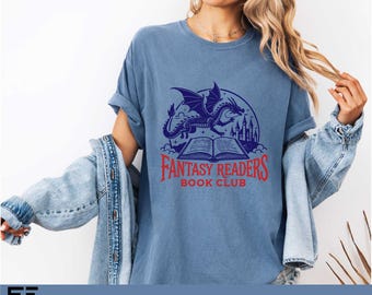 Comfort Colors Fanstasy Readers Book Club Shirt, Fantasy Book Sweatshirt, Book Lover Shirt, Bookish T-shirt, Dragon Book Shirt,Bookish Shirt