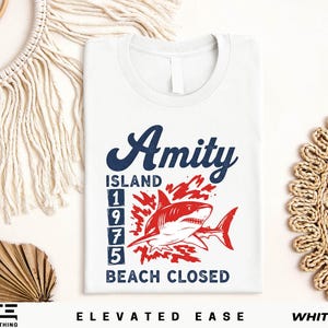 Camiseta de tiburón de Amity Island 1975, camiseta de la película de terror Tiburón, camiseta gráfica de thriller playero, sudadera de verano de la Semana del Tiburón, regalo del 50.º aniversario