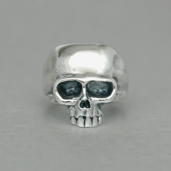 Solid Sterling Silver Skull Ring - Handmade in USA