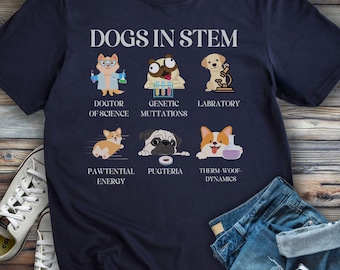 Funny dog pup/Science teacher Shirt/pug Lovers Gift/Cute Nerdy dog shirt/cute puppy prints/physics chemistry women in science/phd/stem dogs