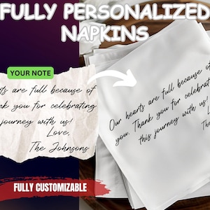 Benutzerdefinierte Liebesnotiz-Papierservietten / Hochzeits-Servietten / benutzerdefinierte persönliche Notiz-Handschrift-Servietten / personalisiertes handgeschriebenes Getränk / Haustierporträt
