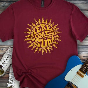 Here Comes The Sun T-shirt, The Beatles Song Shirt, Abbey Road Album Song Tshirt, Classic Rock n Roll Music Band tee, sun nature planet star