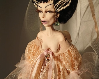 Bride of Frankenstein Posable OOAK Art Doll by Moninesfaeries
