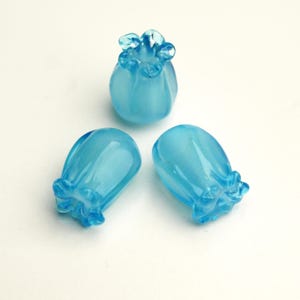 Turquoise Blue Lampwork Flower Beads: Handmade Glass Jewelry Supplies, Set of 3